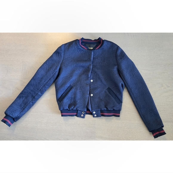 Maje Navy Blue Women's Bomber Jacket